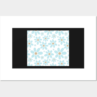 Light blue flower pattern Posters and Art